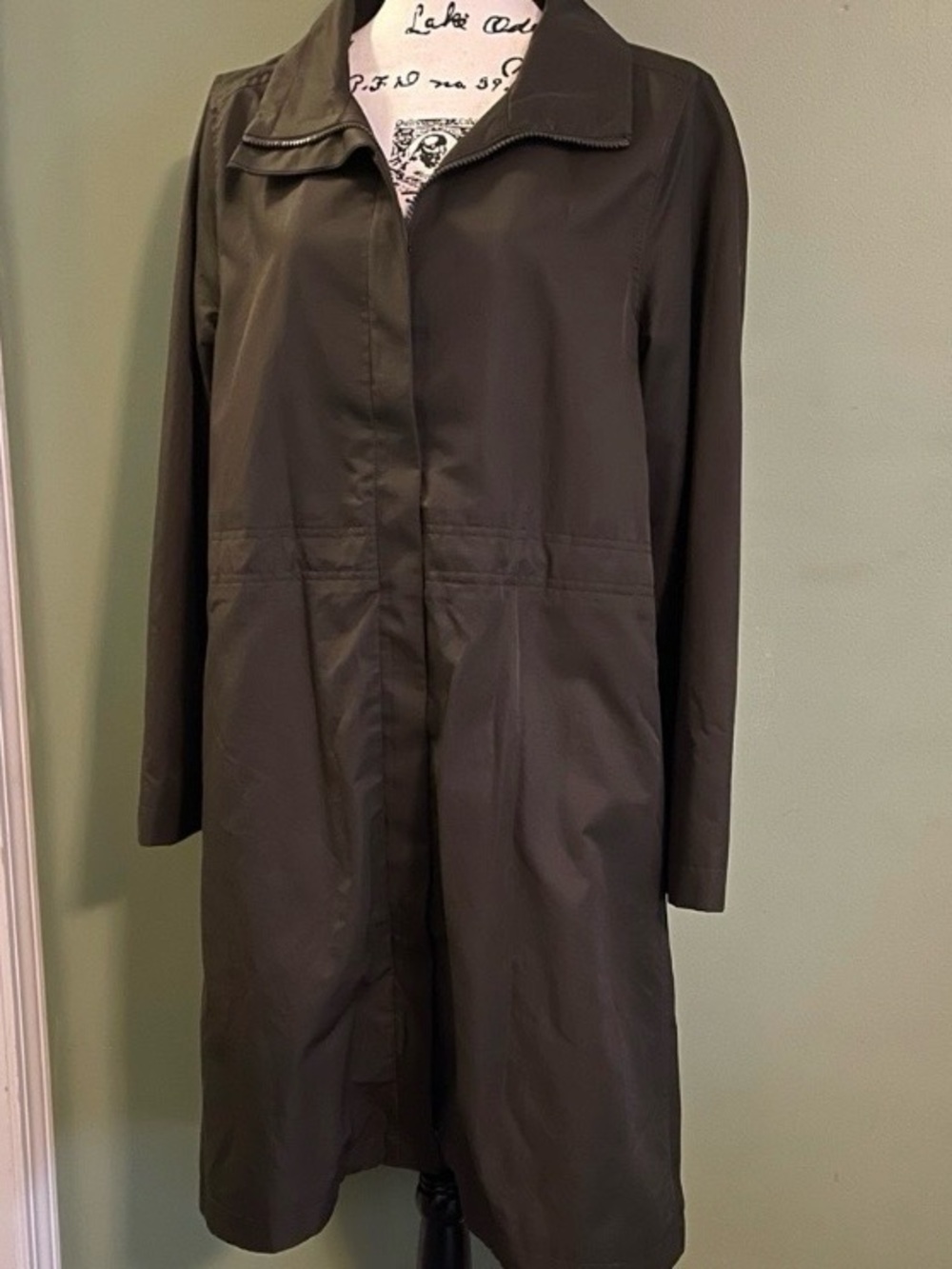 Eileen Fisher Midi Woodland Std Collar Coat Nylon Coat in Size Petite Medium NWT